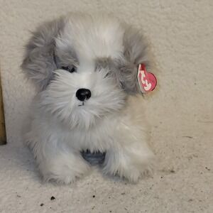 TY Classic Dibber the Dog Plush 12" Stuffed Animal Toy Shih-Tzu Gray White 2008